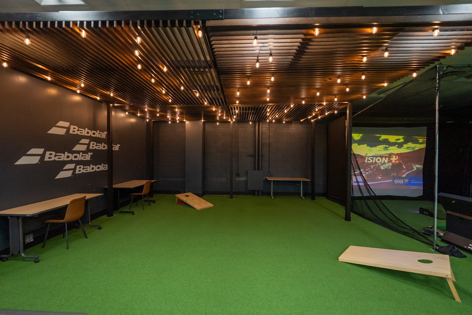 Forte Pickleball string-lit lounge
