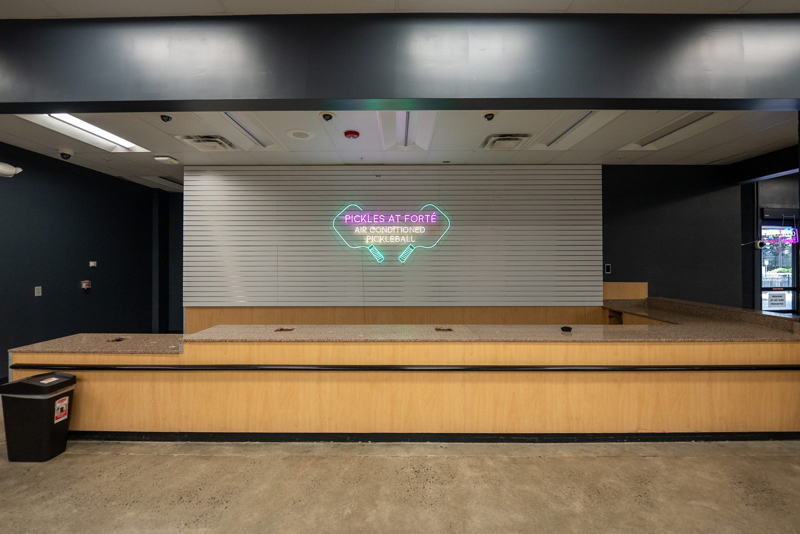 Forte Pickleball reception with neon sign