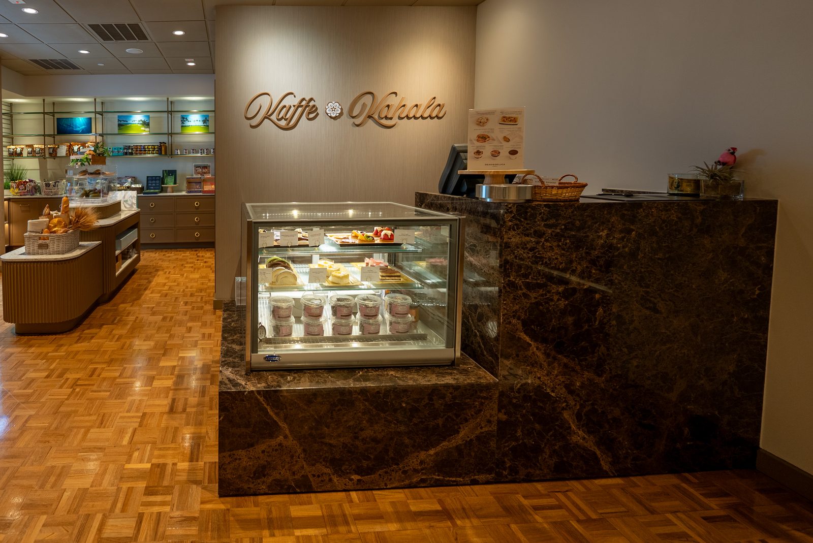 Kahala Hotel Kaffe millwork and marble counter