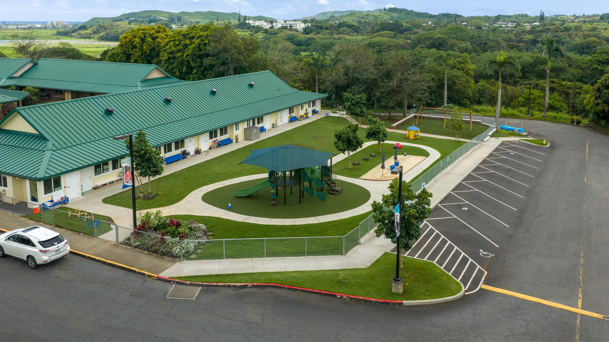 Aerial view of the Le Jardin Academy campus